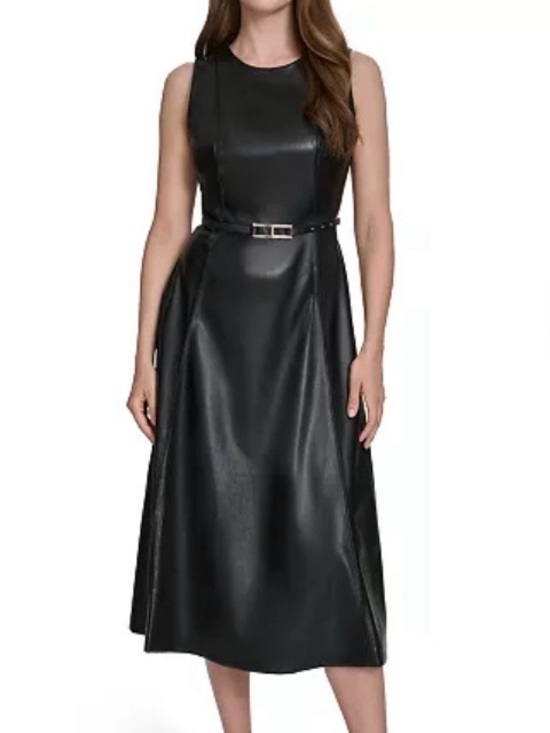 Halston Heritage Dresses & Skirts - Halston Heritage Faux Leather Midi Dress | 6 | Black